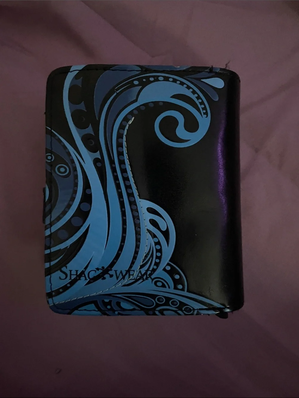 Black with blue decorated wallet